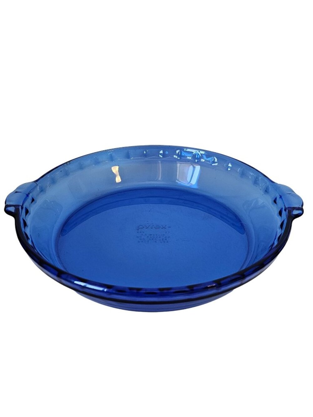 Pyrex Cobalt Blue Pie Plate 9.5" Flavor Saver #229 glass dish vtg early 2000s